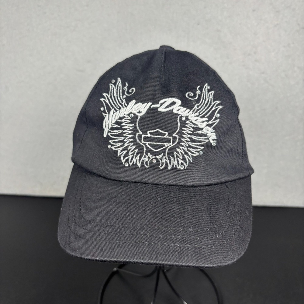 Harley Davidson Toddler Black Strap Back Hat Baseball Cap Size 2T-4T Motorcylce